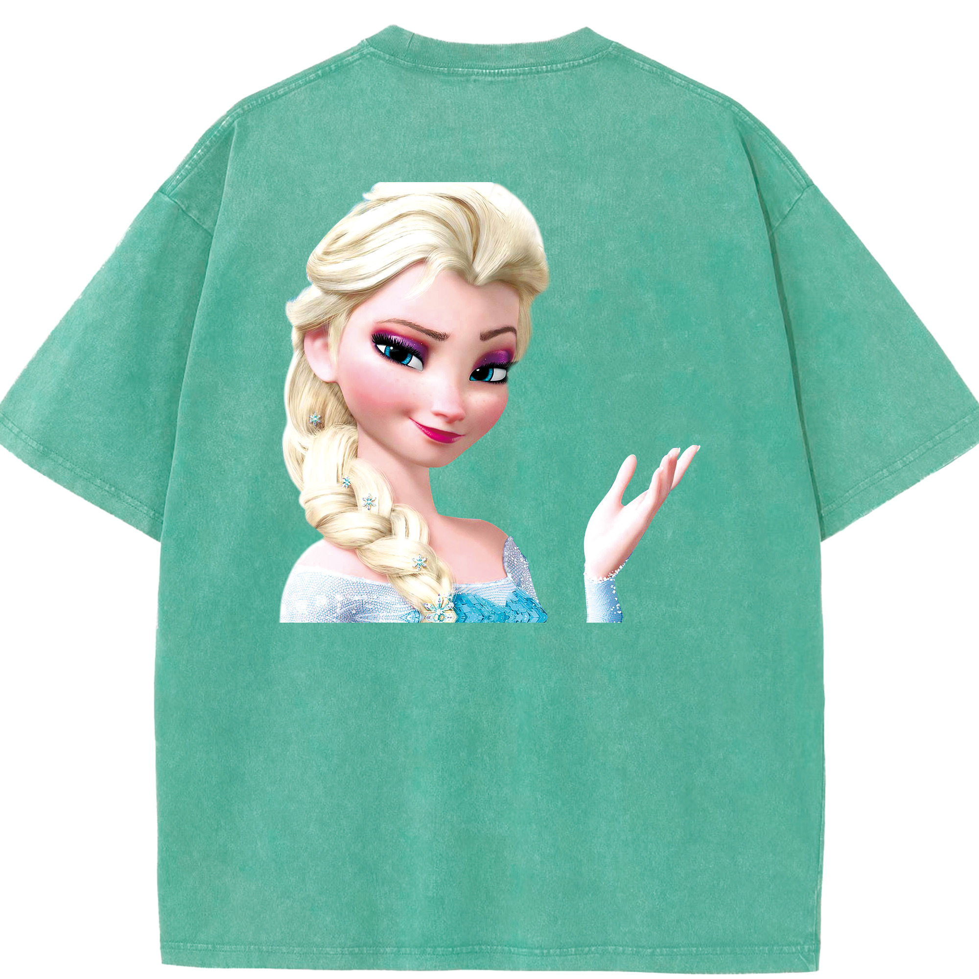 （画像用） アナと雪の女王 アンナ エルサ Frozen Anna Elsa 綿100% ヴィンテージ風 半袖Tシャツ（背面プリント）